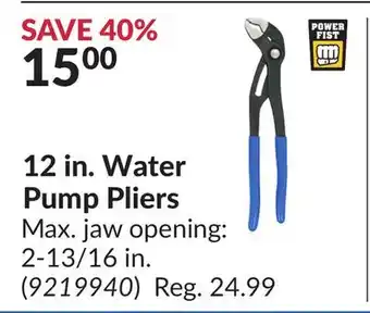 Princess Auto 12 in. Water Pump Pliers offer