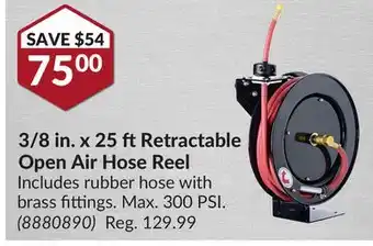 Princess Auto 3/8 in. x 25 ftRetractable Open Air Hose Reel offer
