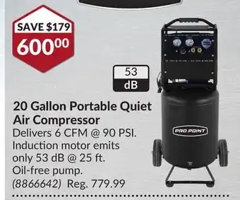 Princess Auto 20 Gallon Portable Quiet Air Compressor offer