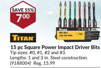 Princess Auto 15 pc Square Power Impact Driver Bits offer