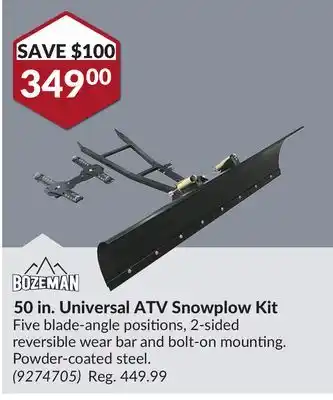 Princess Auto 50 in. Universal ATV Snowplow Kit offer