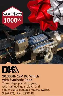 Princess Auto 20 12V DC Winch with Synthetic Rope offer