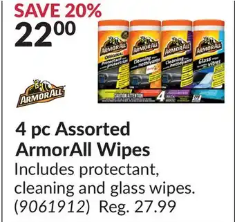 Princess Auto 4 pc Assorted ArmorAll Wipes offer