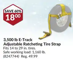 Princess Auto 3 500 lb E-Track Adjustable Ratcheting Tire Strap offer