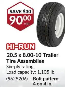 Princess Auto 20.5 x 8.00-10 Trailer Tire Assemblies offer