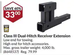 Princess Auto Class III Dual-Hitch Receiver Extension offer