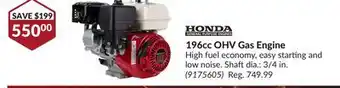 Princess Auto 196cc OHV Gas Engine offer