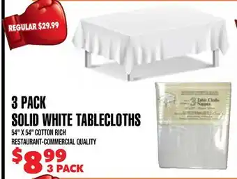 Len's Mill Stores 3 PACK SOLID WHITE TABLECLOTHS offer