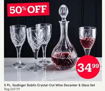 Kitchen Stuff Plus 5 Pc. Godinger Dublin Crystal-Cut Wine Decanter & Glass Set offer