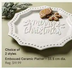 Kitchen Stuff Plus Embossed Ceramic Platter-33.5 cm dia offer