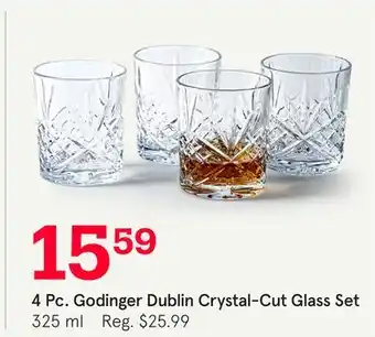 Kitchen Stuff Plus 4 Pc. Godinger Dublin Crystal-Cut Glass Set offer