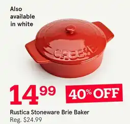 Kitchen Stuff Plus Rustica Stoneware Brie Baker offer