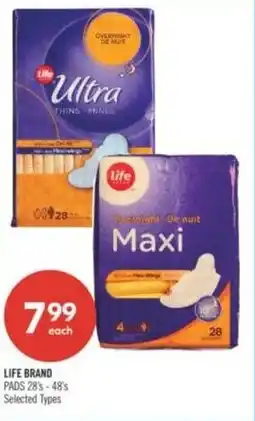 Shoppers Drug Mart Life brand pads offer