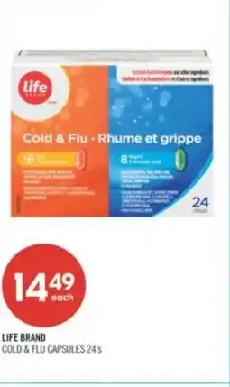 Shoppers Drug Mart Life brand cold & flu capsules offer