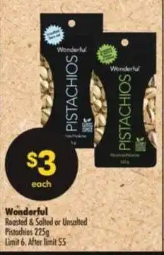 Shoppers Drug Mart Wonderful Roasted & Salted or Unsalted Pistachios offer