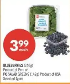 Shoppers Drug Mart Blueberries, PC salad greens offer