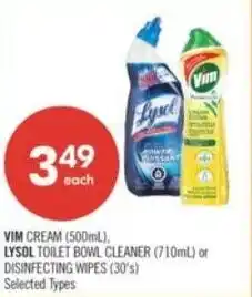 Shoppers Drug Mart Vim cream, lysol toilet bowl cleaner offer