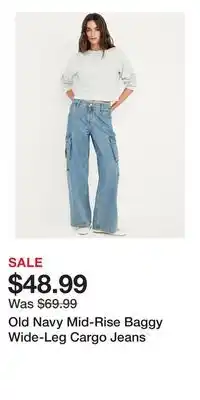 Old Navy Old Navy Mid-Rise Baggy Wide-Leg Cargo Jeans offer