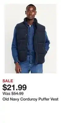 Old Navy Old Navy Corduroy Puffer Vest offer