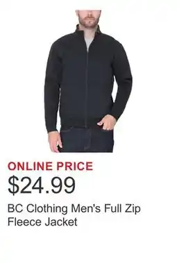 Costco BC Clothing Men's Full Zip Fleece Jacket offer