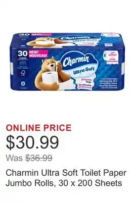 Costco Charmin Ultra Soft Toilet Paper Jumbo Rolls, 30 x 200 Sheets offer