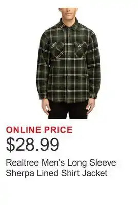 Costco Realtree Men's Long Sleeve Sherpa Lined Shirt Jacket offer