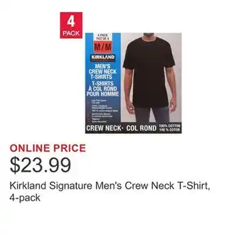 Costco Kirkland Signature Men's Crew Neck T-Shirt, 4-pack offer