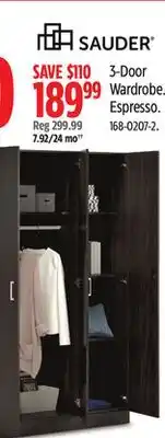 Canadian Tire Sauder 3-Door Wardrobe offer