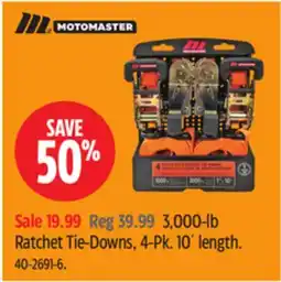 Canadian Tire MotoMaster 3,000-lb Ratchet Tie-Downs, 4-Pk offer