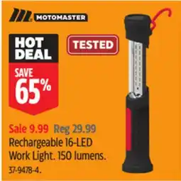 Canadian Tire MotoMaster Rechargeable 16-LED Work Light offer