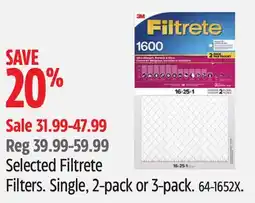 Canadian Tire Selected Filtrete Filters offer