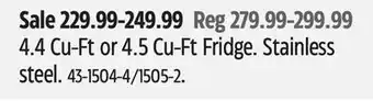 Canadian Tire Vida by PADERNO 4.4 Cu-Ft or 4.5 Cu-Ft Fridge offer