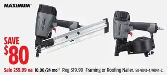 Canadian Tire MAXIMUM Framing or Roofing Nailer offer