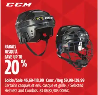 Canadian Tire CCM Selected Helmets and Combos offer