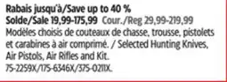 Canadian Tire Selected Hunting Knives, Air Pistols, Air Rifles and Kit offer