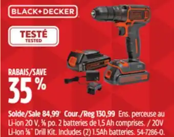 Canadian Tire Black + Decker 20V Li-Ion 3⁄8 Drill Kit offer