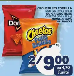 Marché Bonichoix DORITOS or CHEETOS TORTILLA CHIPS OR SNACKS offer