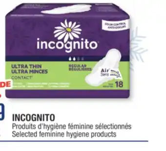 Jean Coutu INCOGNITO Selected feminine hygiene products offer