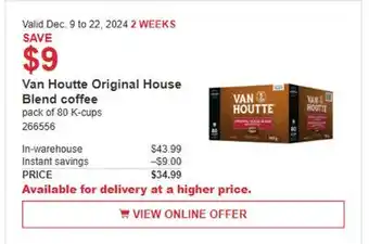 Costco Van Houtte Original House Blend coffee offer