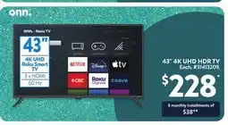 Walmart 43 4K UHD HDR TV offer