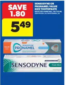 Real Canadian Superstore SENSODYNE OR PRONAMEL VALUE SIZE TOOTHPASTE, 110/135 ML offer