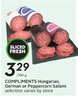 Sobeys COMPLIMENTS Hungarian, German or Peppercorn Salami offer