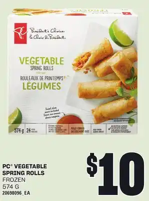 Loblaws PC VEGETABLE SPRING ROLLS, 574G offer