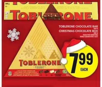 Food Basics TOBLERONE CHOCOLATE BAR OR CHRISTMAS CHOCOLATE BOX offer