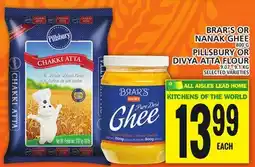 Food Basics BRAR'S OR NANAK GHEE or PILLSBURY OR DIVYA ATTA FLOUR offer