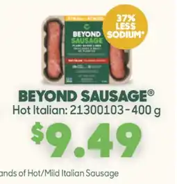 Fortinos BEYOND SAUSAGE HOT ITALIAN, 400 g offer