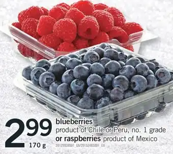 Fortinos BLUEBERRIES OR RASPBERRIES, 170 g offer