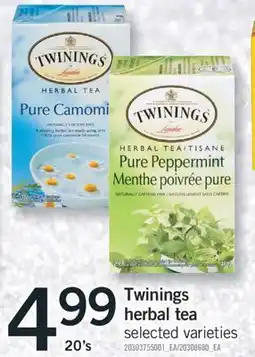 Fortinos TWININGS HERBAL TEA, 20'S offer