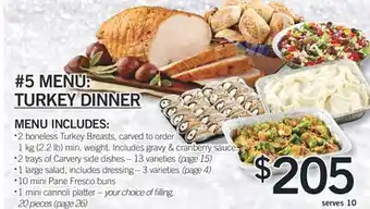 Fortinos 5 MENU: TURKEY DINNER offer