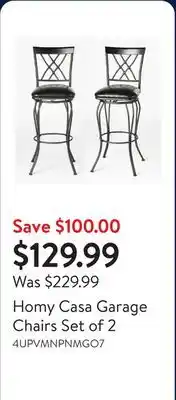 Walmart Homy Casa Garage Chairs Set of 2 offer